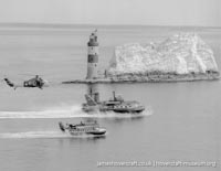 BH7 flying with other Royal Navy hovercraft